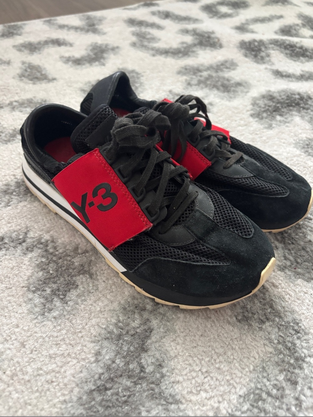 Y-3 by Yohji Yamamoto & adidas Black Sneakers Red Logo Men’s Women’s Unisex